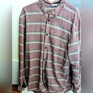 Vans Burgundy Striped Flannel Button Up Shirt XL